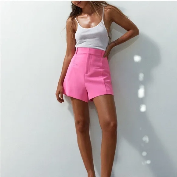 Zara Barbie Pink High Waisted Shorts XS - Picture 2 of 14